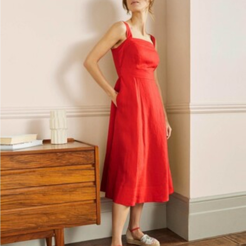 Boden Vibrant Red Midi Dress